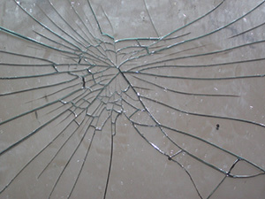 Broken mirror with safety film